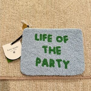 Kate Spade Light Blue and Green Beaded Pouch beaded